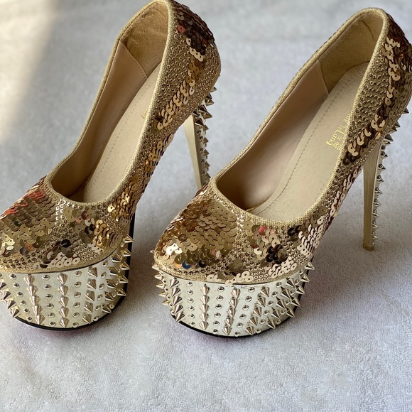 Women’s Sexy 6.5 DANCING STRIPPER HEELS inch gold high heels size 40 - Picture 4 of 8